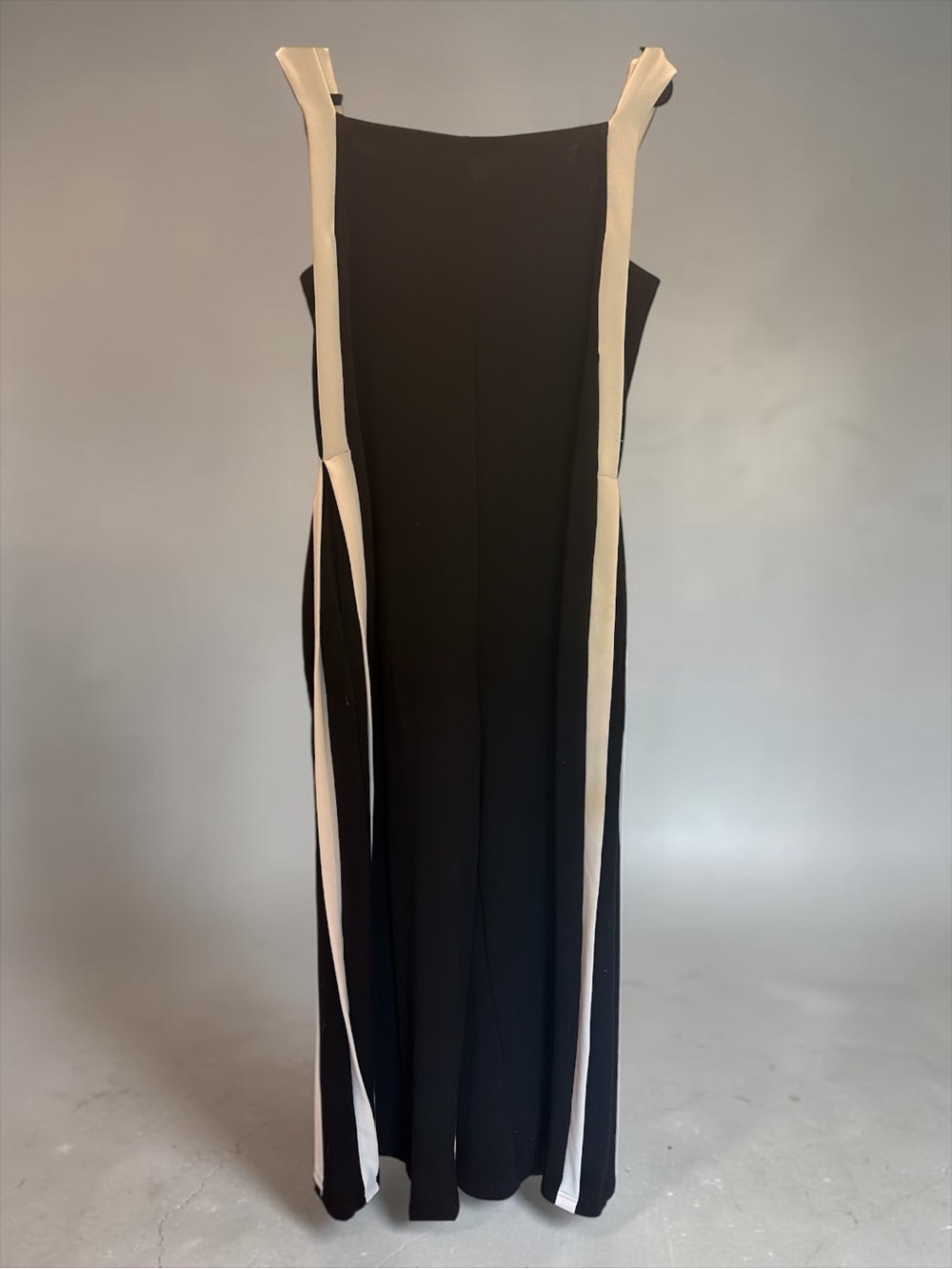 Black and Cream Maxi Dress with Contrast Stripes